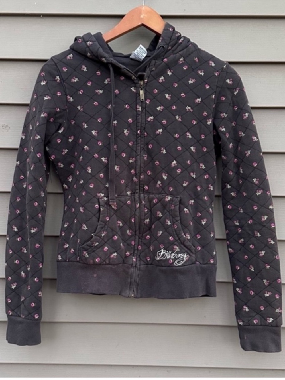 Y2K vintage billabong hoody sweatshirt floral quilted medium women’s
